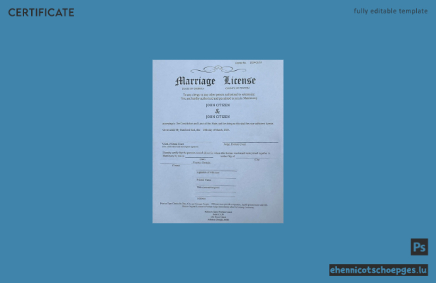 USA County of Fulton – Beispiel einer Heiratsurkunde (Vorschau)